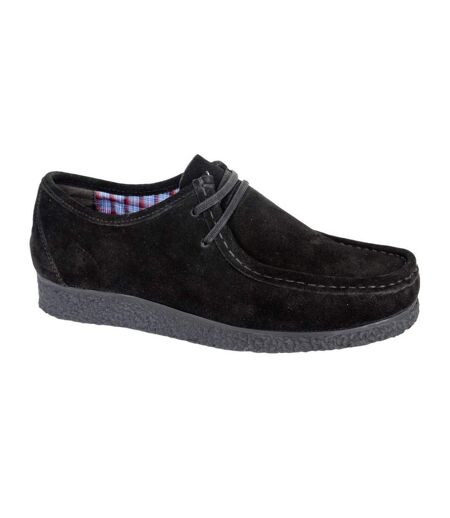 Mens Suede Apron Casual Shoes Black Roamers
