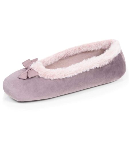 Isotoner Chaussons extra-light Ballerines femme microvelours, semelle gomme ultra souple