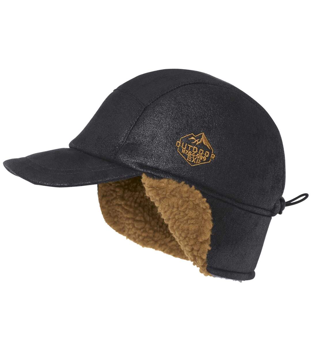 Men's Black Sherpa-Lined Cap