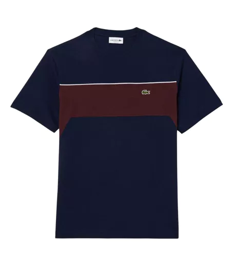 T-shirt Style Bloc De Couleurs Homme Bleu Marine Rouge Lacoste