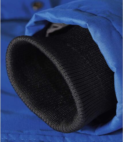 Men's Blue Hooded Multi-Pocket Parka - Water-Repellent - Full Zip