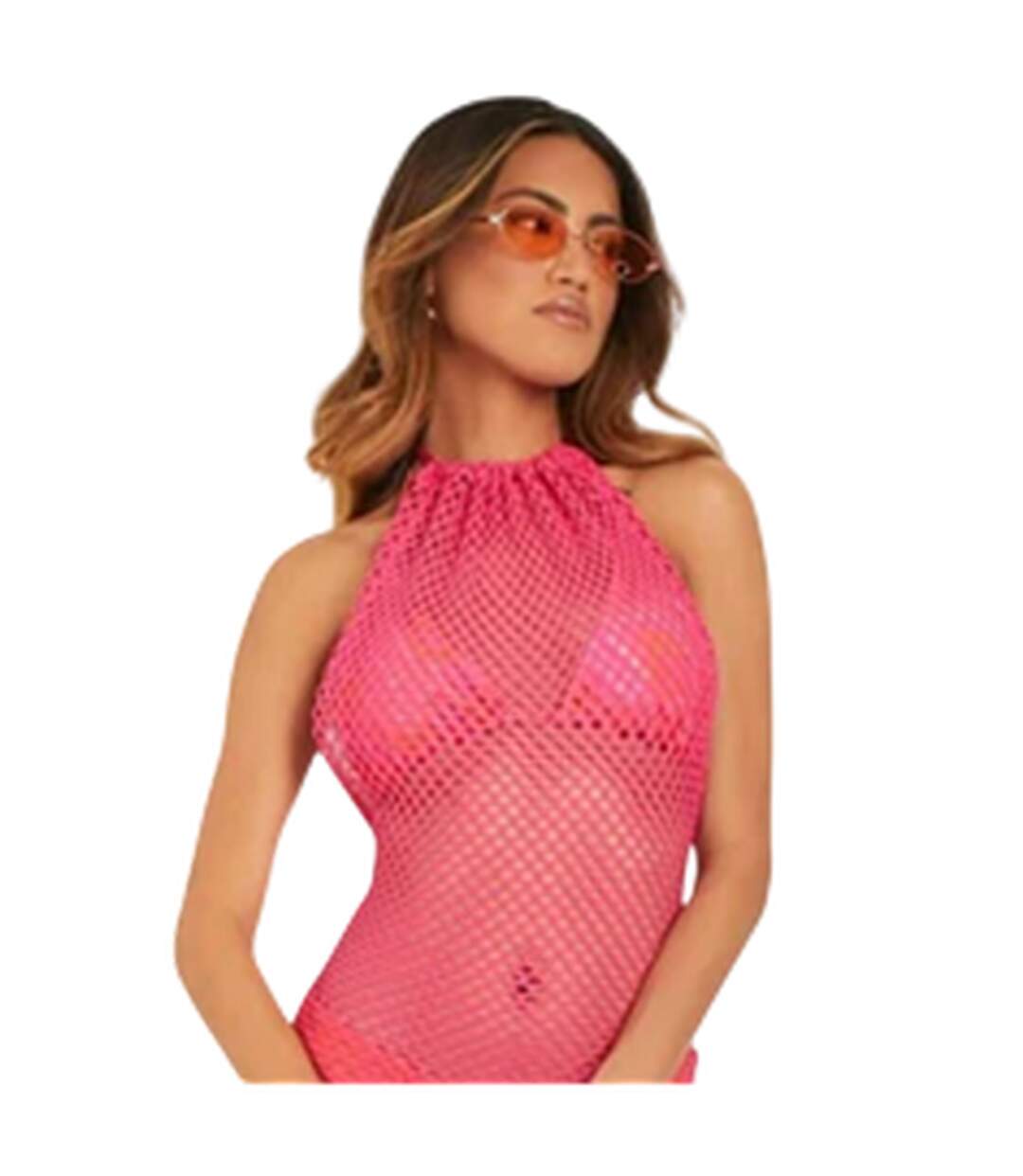 Womens/ladies Mesh Beach Dress Pink Missy Empire-2