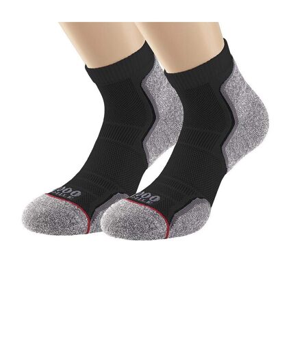 1000 Mile Mens Run Recycled Ankle Socks (Pack of 2) (Black/Gray) - UTRD2842