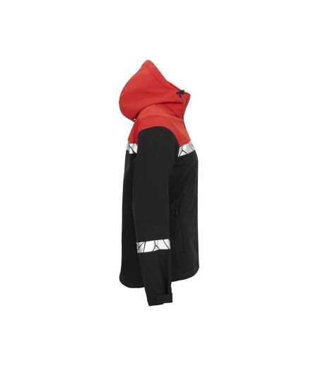Womens/ladies Progression Soft Shell Jacket Black Red Projob