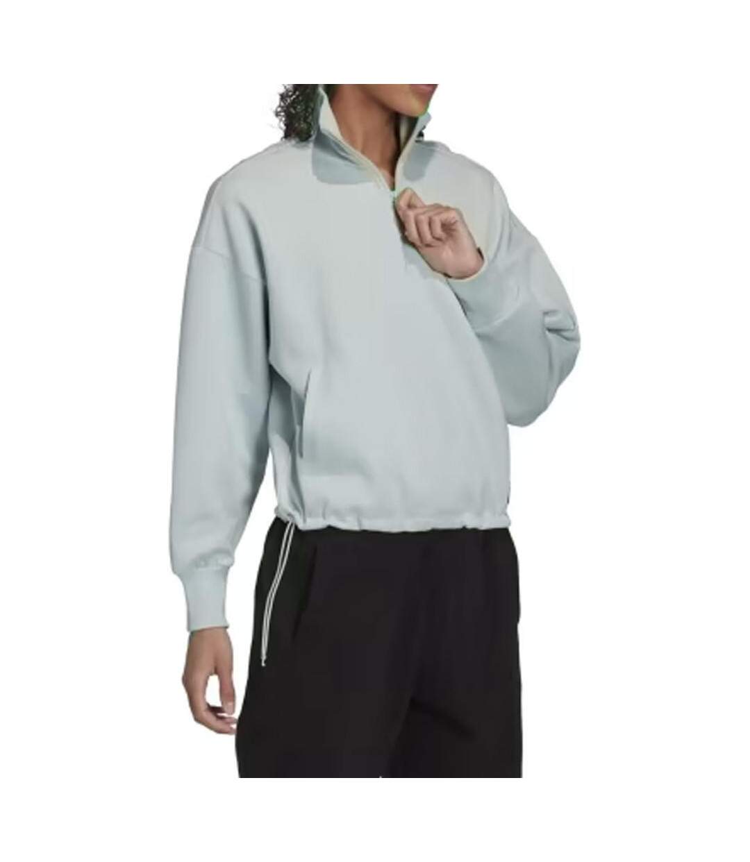 Sweat 2/4 de Zip Bleu Clair Femme Adidas HH9107 - L-1