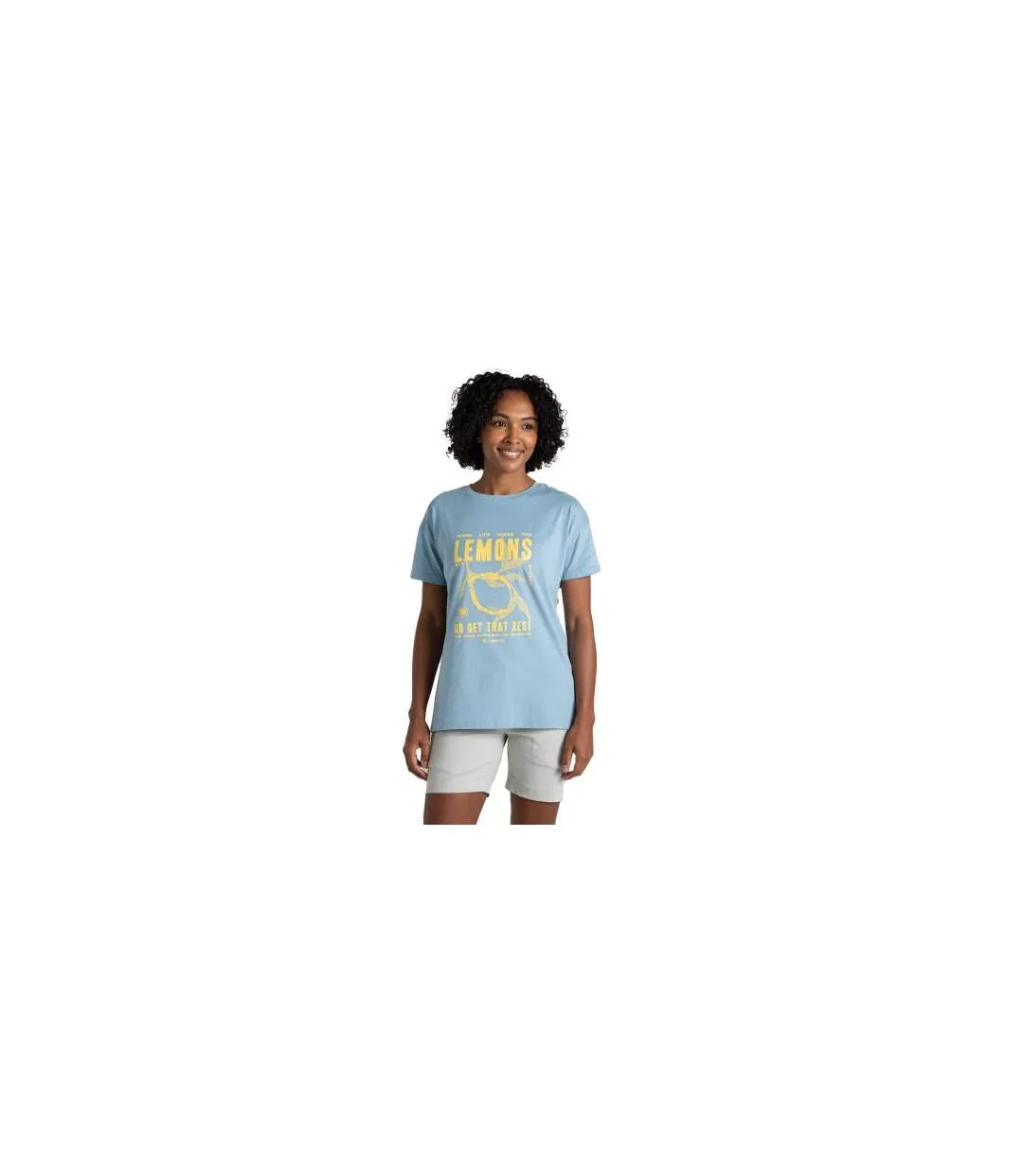 T-shirt Manches Courtes Motif/style Citron Yago Femme Bleu Pâle Imprimé Craghoppers-1