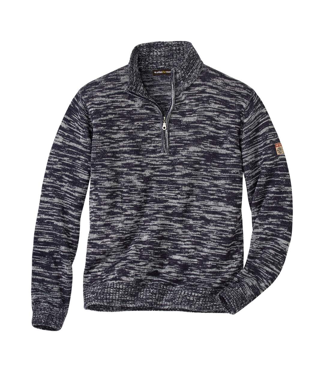 Melírovaný sveter s golierom na zips Atlas For Men