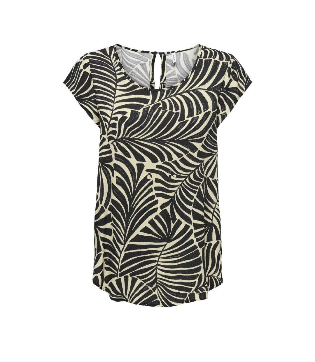 Blouse beige/noir à motifs femme only nova - 34-1