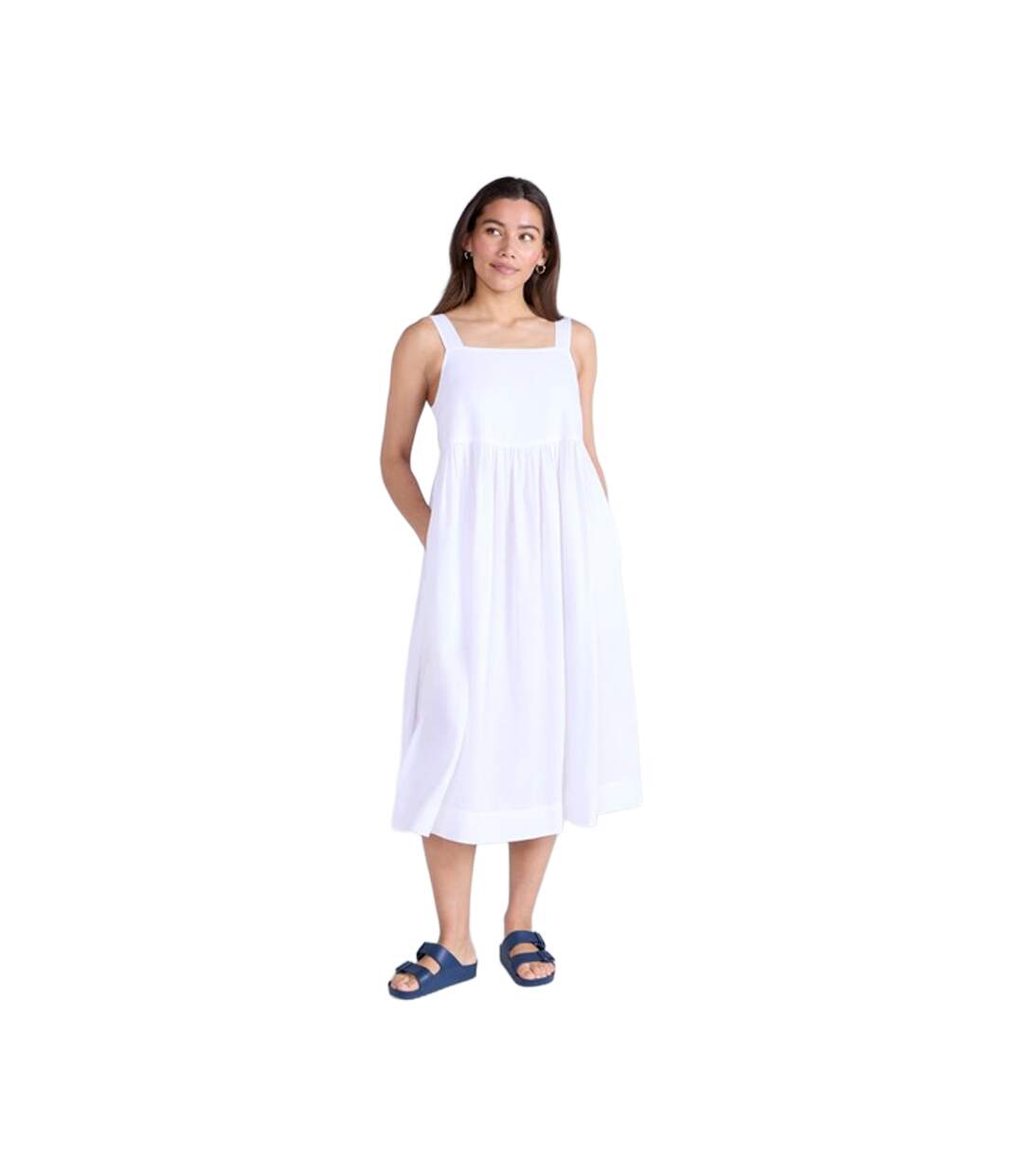 Womens/ladies linen midi dress white Animal-3