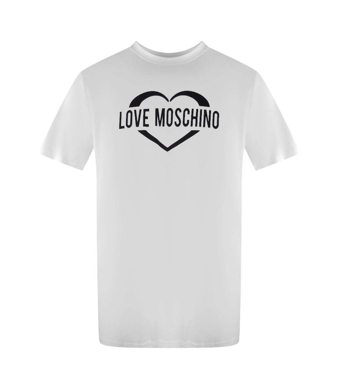 Womens/ladies Heart Logo T-shirt White Love Moschino-1