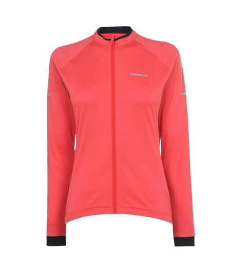 Womens/ladies Logo Long-sleeved Cycling Jersey Coral Pinnacle