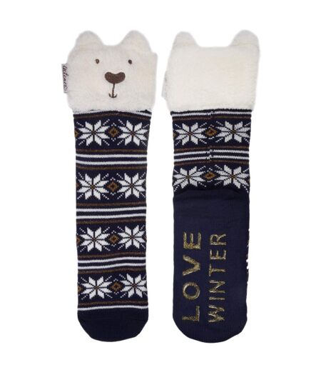 Isotoner Chaussettes d'intérieur femme en maille, doublé sherpa, antidérapante
