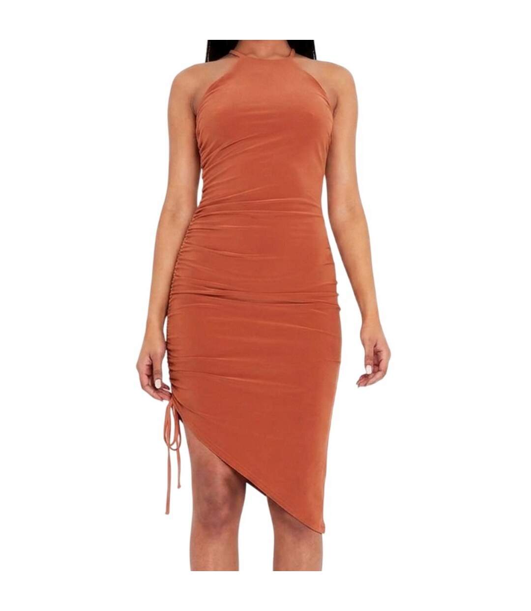 Robe Mi-longue 1 Épaule Femme Rouge Pastel Missy Empire-2