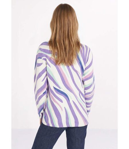 Pull doux court col rond imprimé graphique