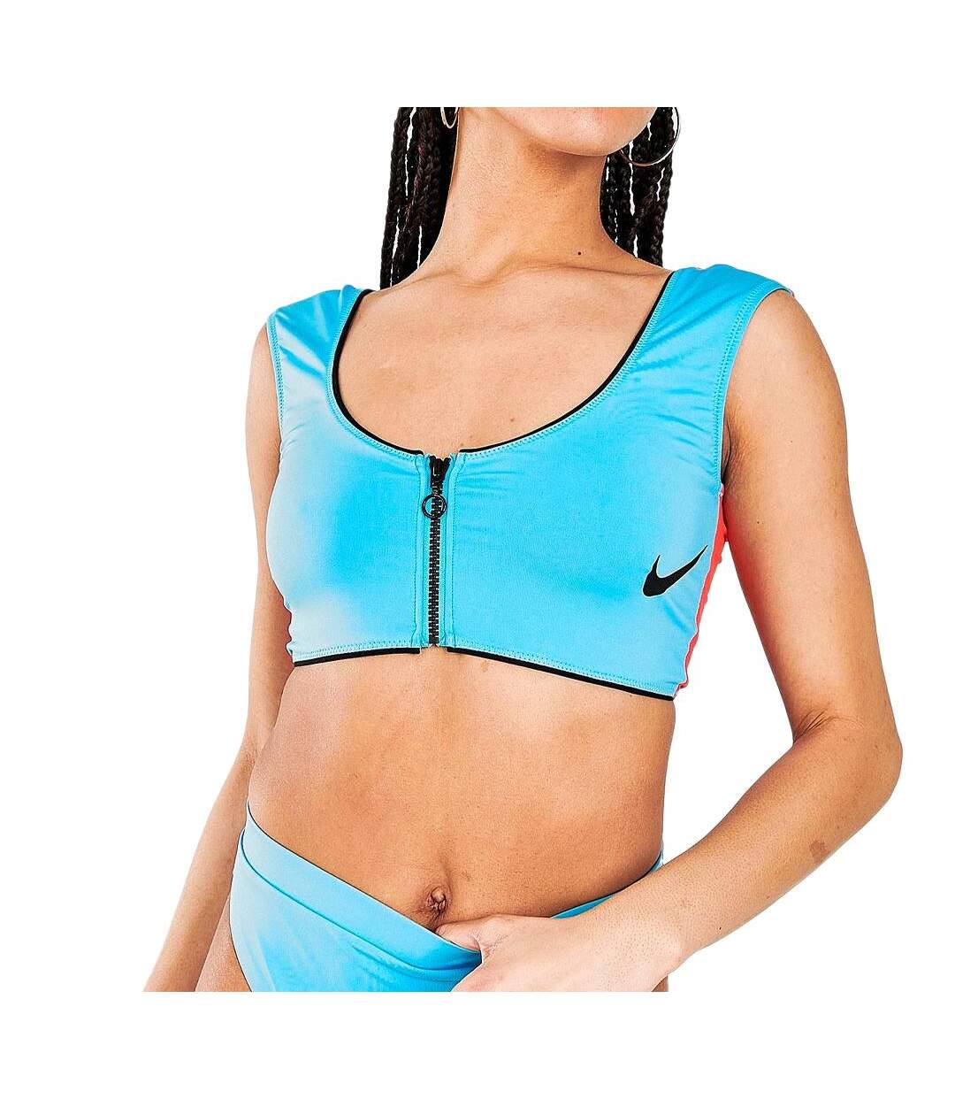 Haut de maillot de bain Bleu/Rose Femme Nike Midkini - L-1