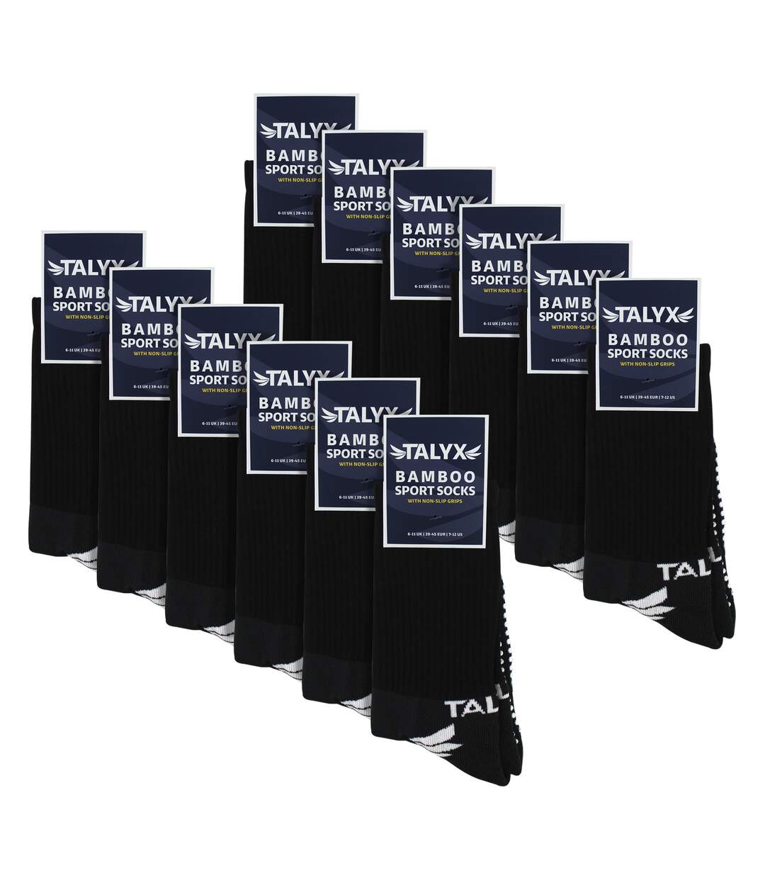 12 Pack Mens Bamboo Crew Grip Socks | Reinforced Heel & Toe Soft Non Slip Socks-2