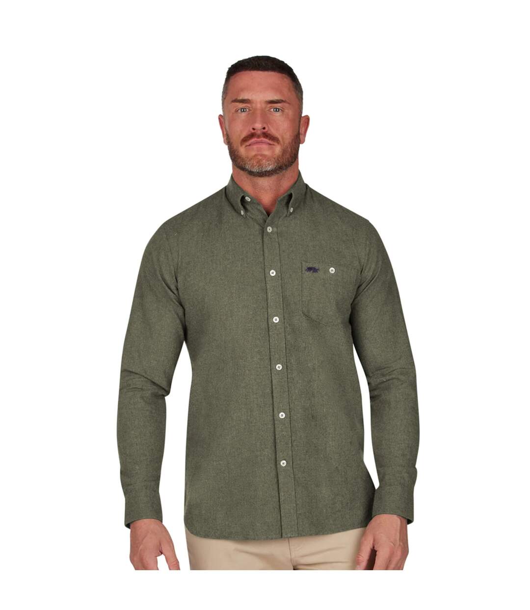 Chemise homme vert kaki Raging Bull-3