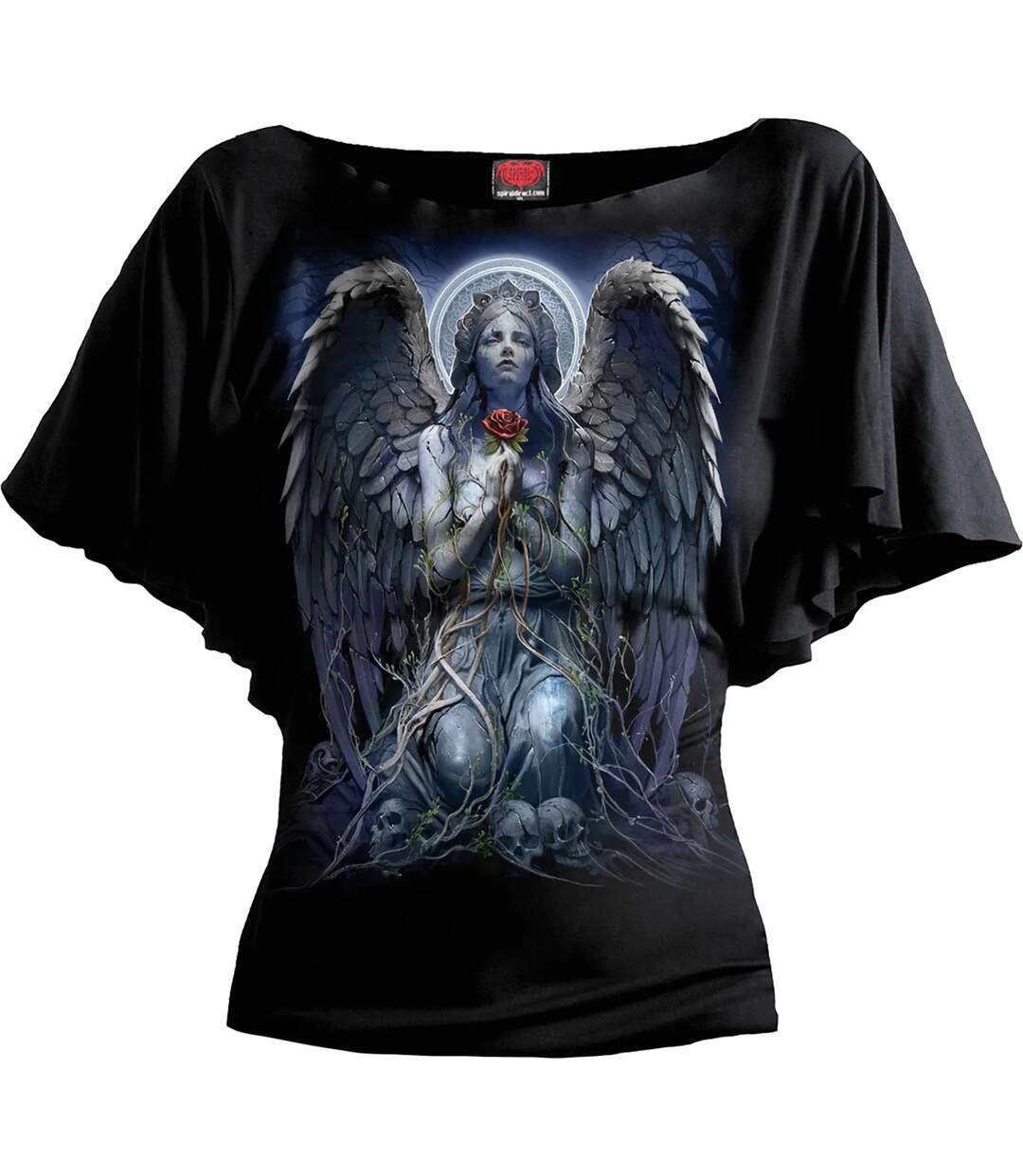 T-shirt grieving angel femme noir Spiral Direct-1