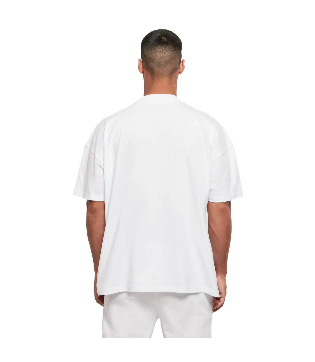 Mens Mock Neck Oversized T-shirt White Build Your Brand-3