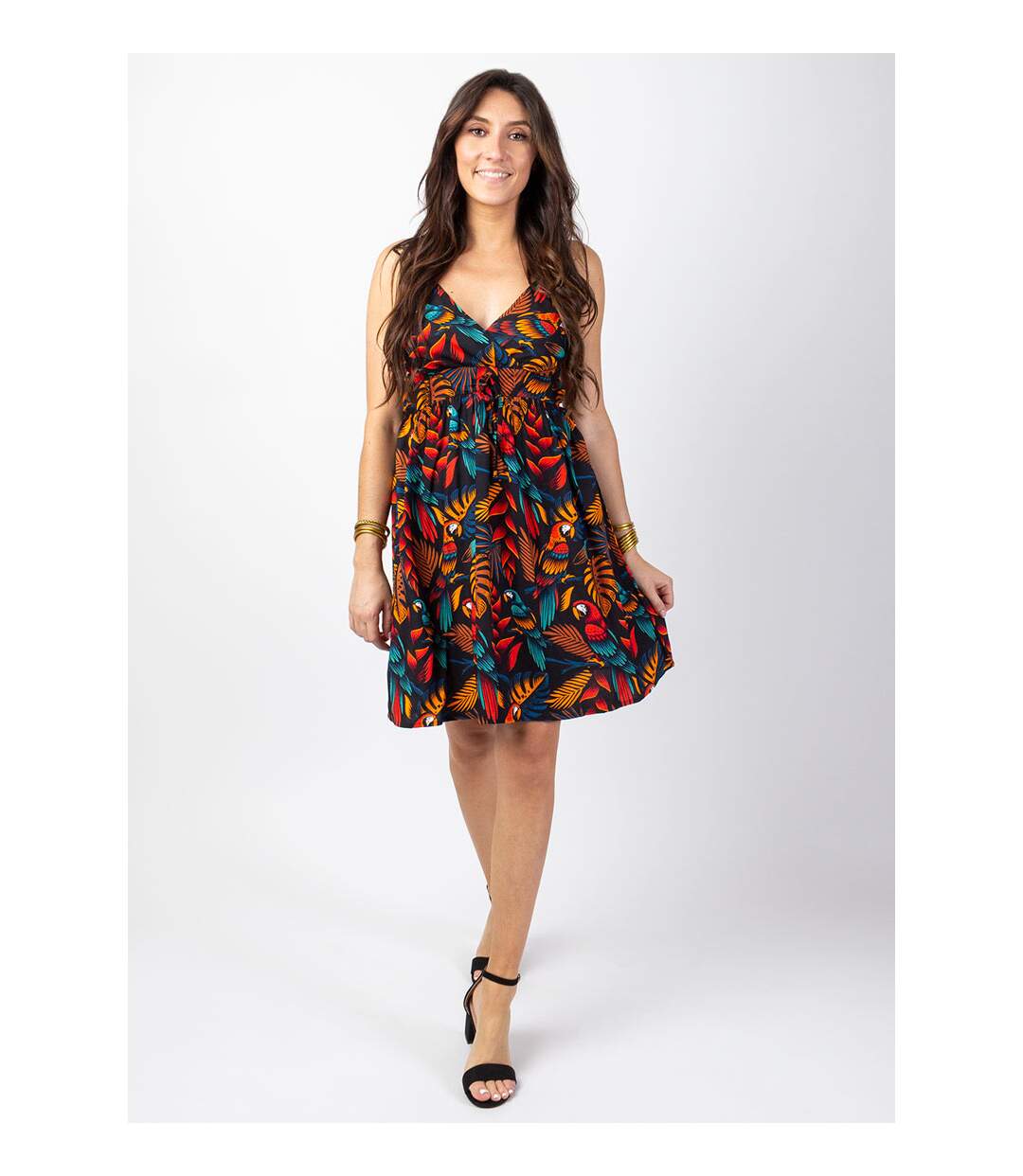 Robe évasée fines bretelles MOREA imprimé exotique Coton Du Monde-2