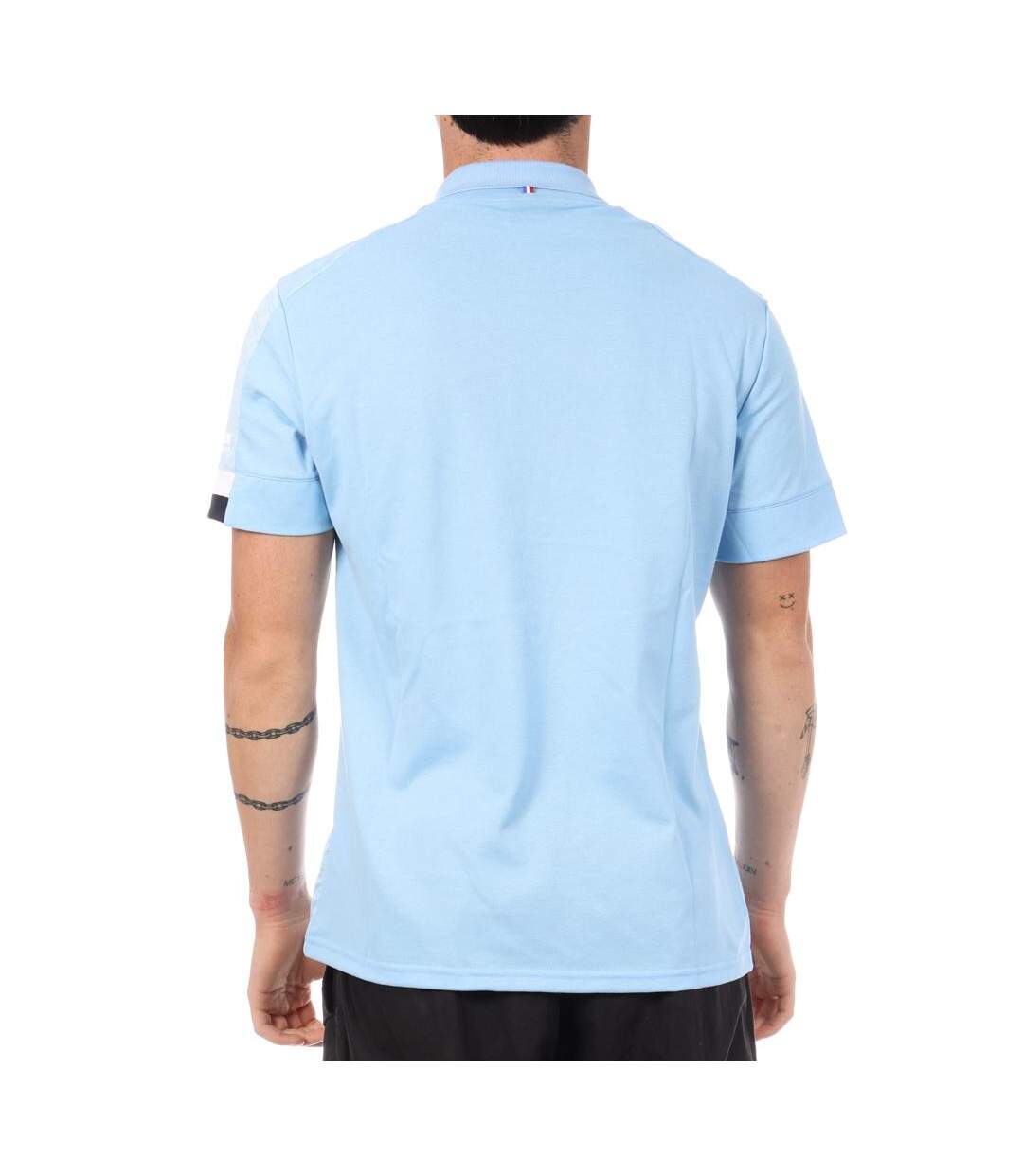 Aviron bayonnais polo bleu clair le coq sportif présentation-2