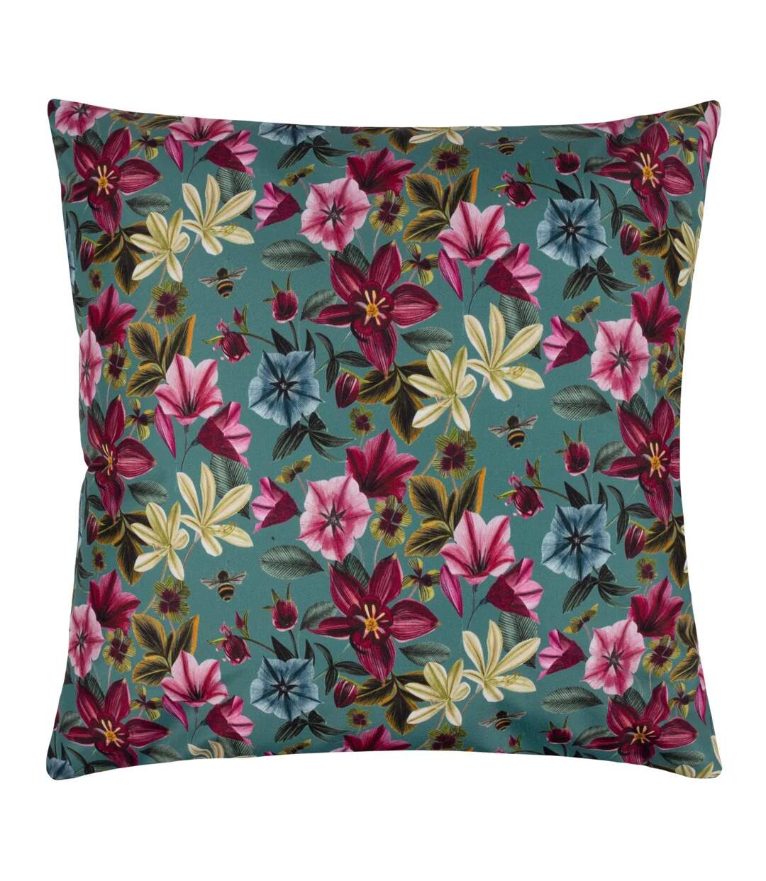 Midnight garden bee outdoor cushion cover 43cm x 43cm teal Wylder-2
