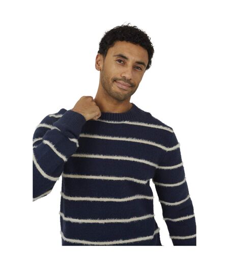 Sweat Manches Longues Motif/style Rayé Homme Bleu Marine Écru Brave Soul
