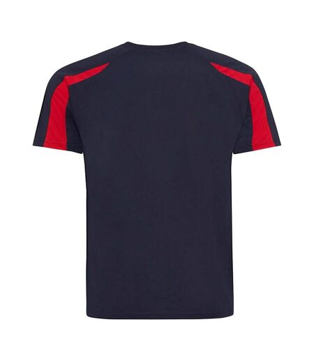 Mens contrast moisture wicking t-shirt french navy/fire red AWDis Cool