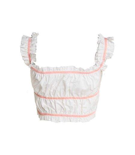 Womens/ladies Lace Up Crop Top White Collective The Label