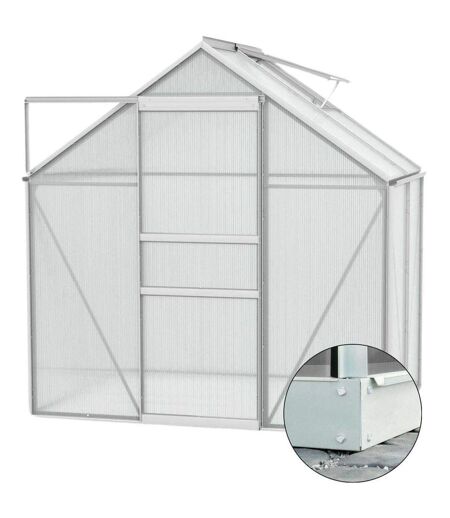 Serre de jardin en polycarbonate 6 mm et aluminium anodisé avec embase Venus Longueur de 195 cm