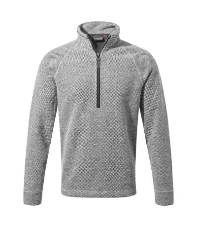 Mens rubeus half zip fleece top soft grey/black pepper marl Craghoppers