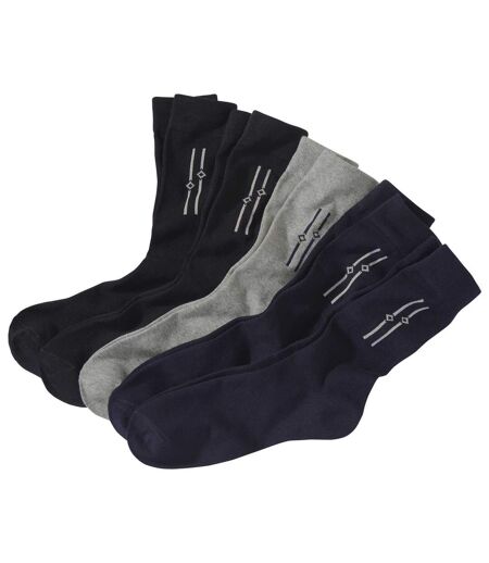 Pack of 5 Men's Jacquard Weave Socks - Grey Blue Black