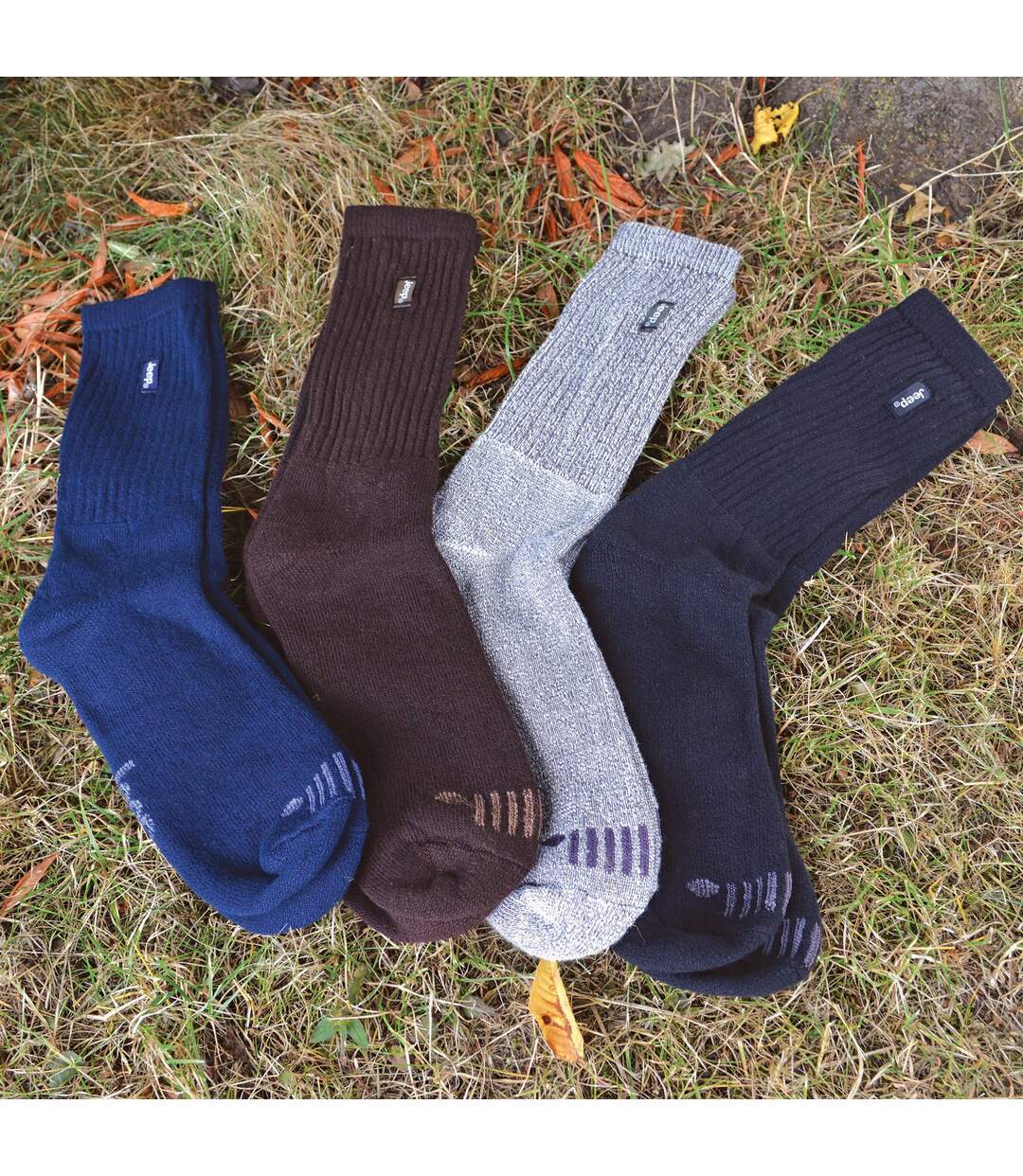 3 Pack Mens Vintage Cotton Cushioned Socks for Hiking Boots-3