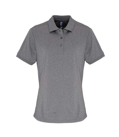 Premier Womens/Ladies Coolchecker Short Sleeve Pique Polo T-Shirt (Grey Melange) - UTRW4402