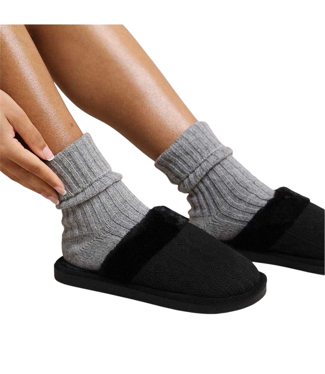Womens/ladies Faux Suede Flat Slides Black Where´s That From-3