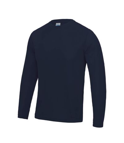 Just Cool Mens Long Sleeve Cool Sports Performance Plain T-Shirt (French Navy) - UTRW684