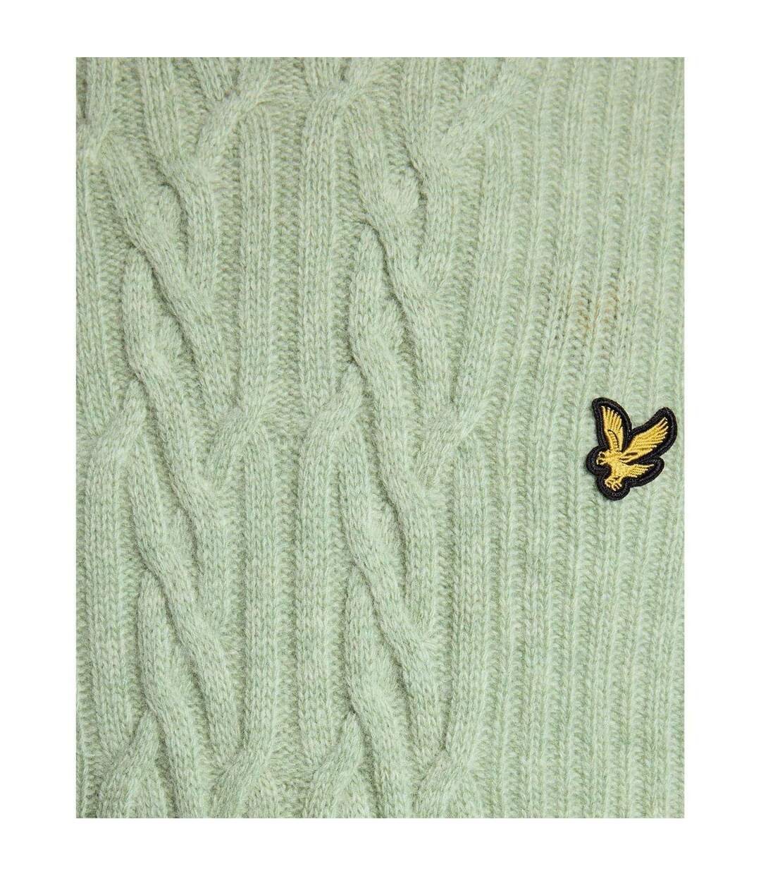 Pull À Maille Torsadée Motif/style Logo Brodé Homme Turquoise Pâle Chiné Lyle & Scott-1