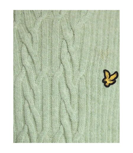 Pull À Maille Torsadée Motif/style Logo Brodé Homme Turquoise Pâle Chiné Lyle & Scott