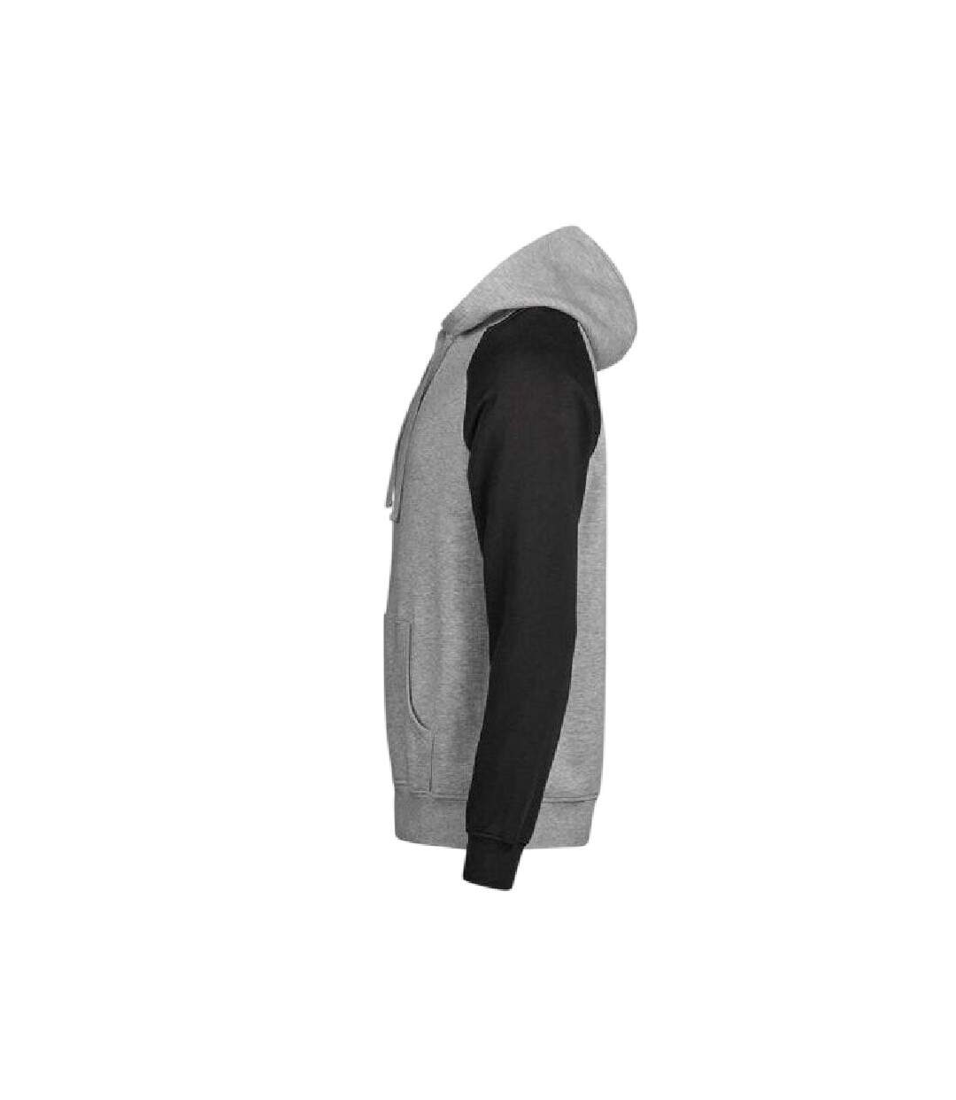 Sweat À Capuche Manches Raglan Unlabeled Homme Gris Chiné Noir Tee Jays-3