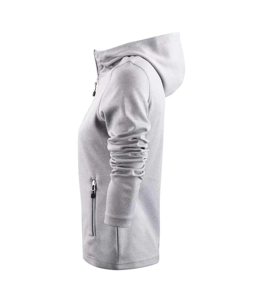 Womens/ladies Layback Hoodie Grey Melange Printer RED-3