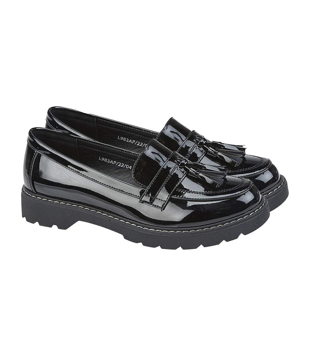 Womens/ladies loafers black Boulevard-2