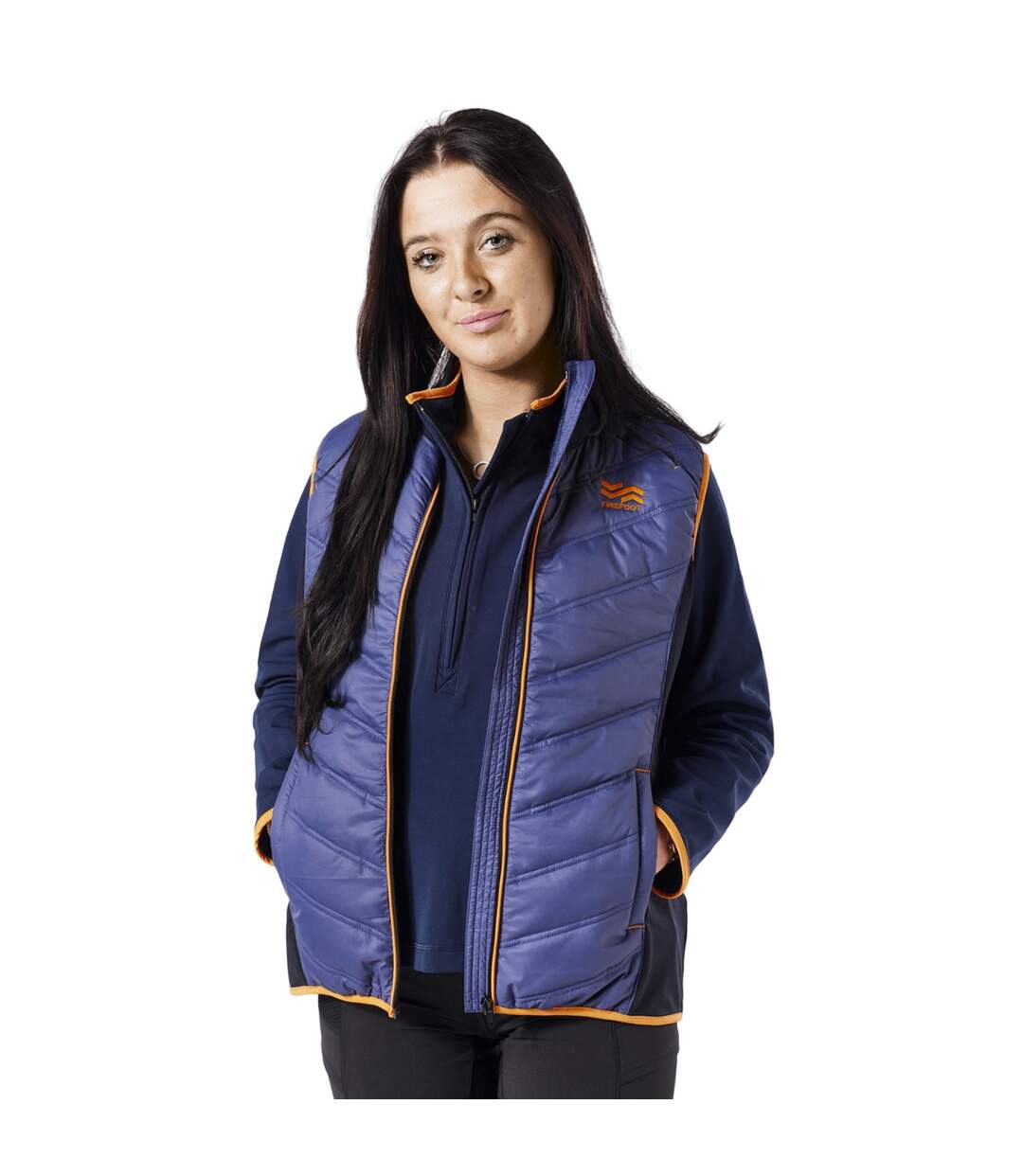 Womens/ladies padded vest navy/orange Firefoot