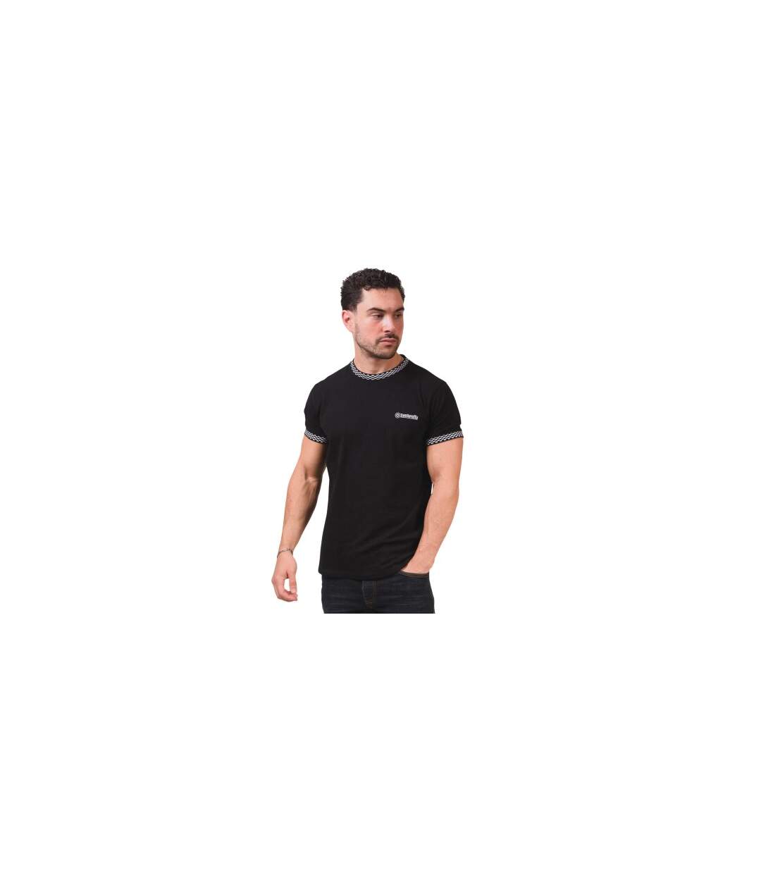 T-shirt Motif/style Deux Tons Homme Noir Lambretta-1