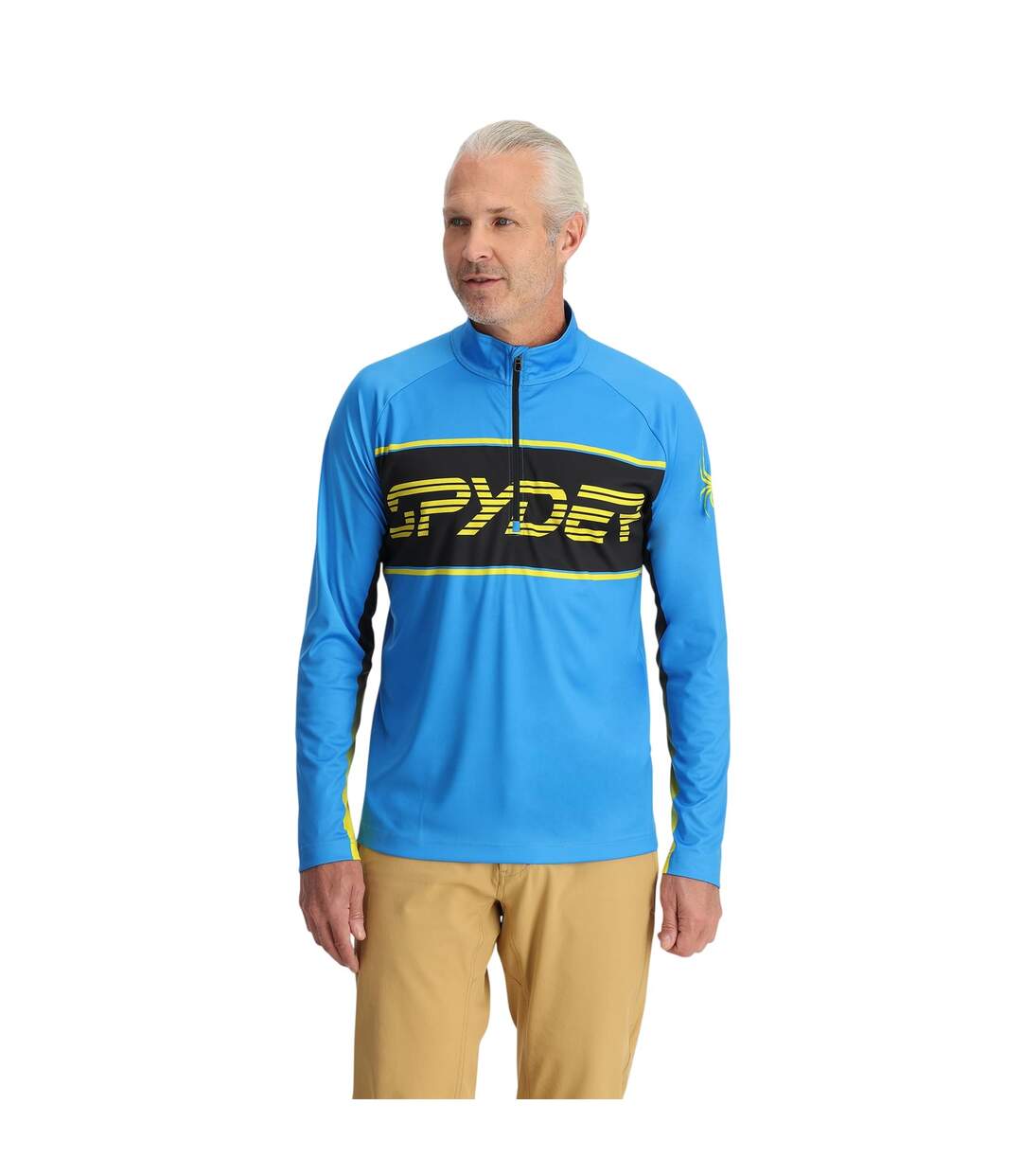 Mens Mock Neck Regular Sweatshirt Acid Yellow Spyder-4