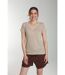 Tee shirt col v lurex manches courtes femme Tee Sun Taupe Clair | Gerard Pasquier-1