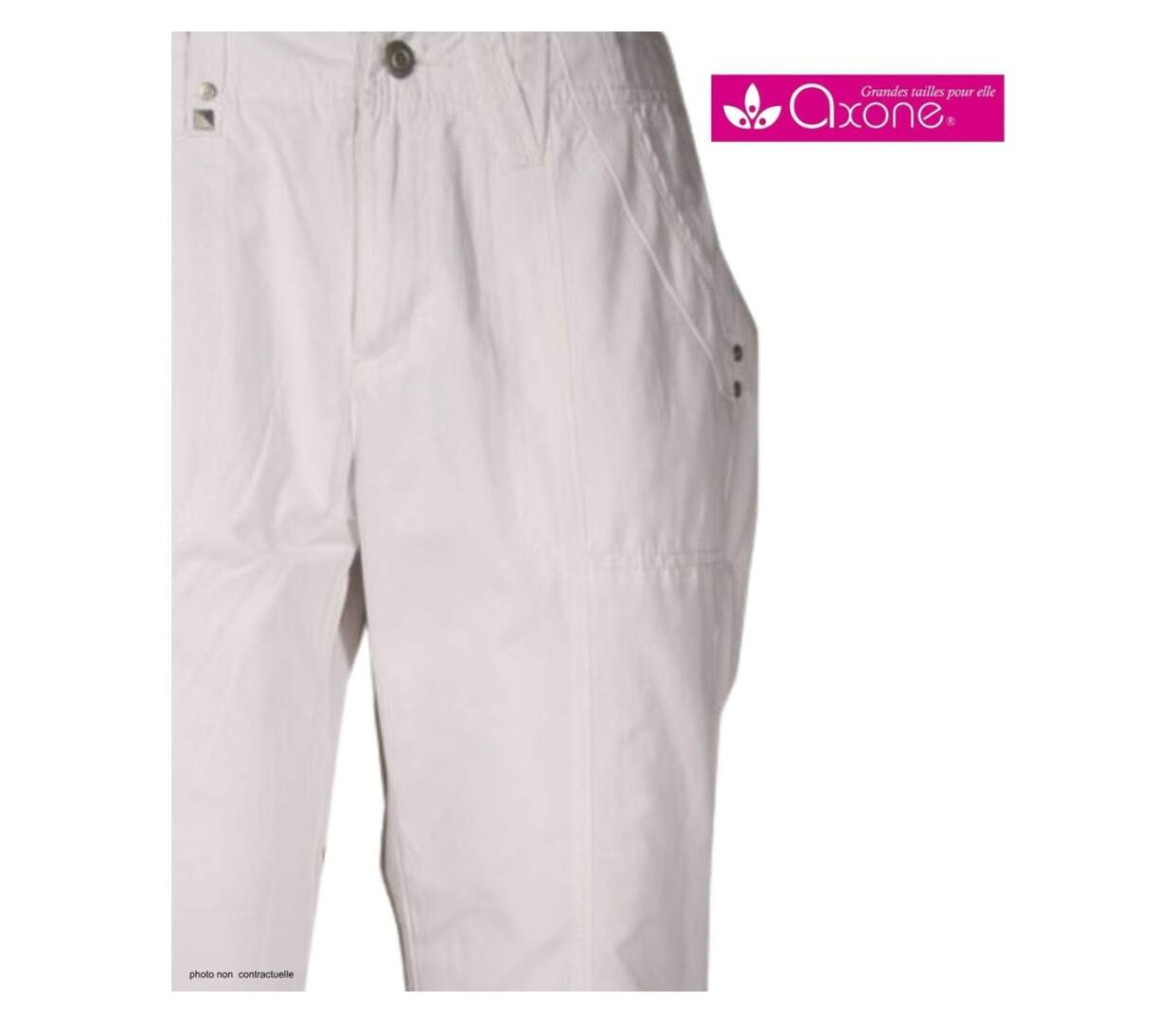 AXONE SE1032 : Pantacourt blanc à surpiqûres pour un look estival frais et élégant-4