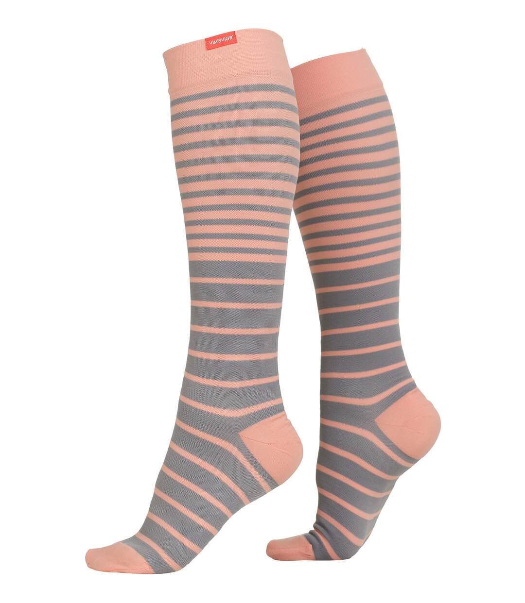 VIM&VIGR - Rayures Chaussettes Mollet Large Femme Homme | Nylon 15-20 mmhg