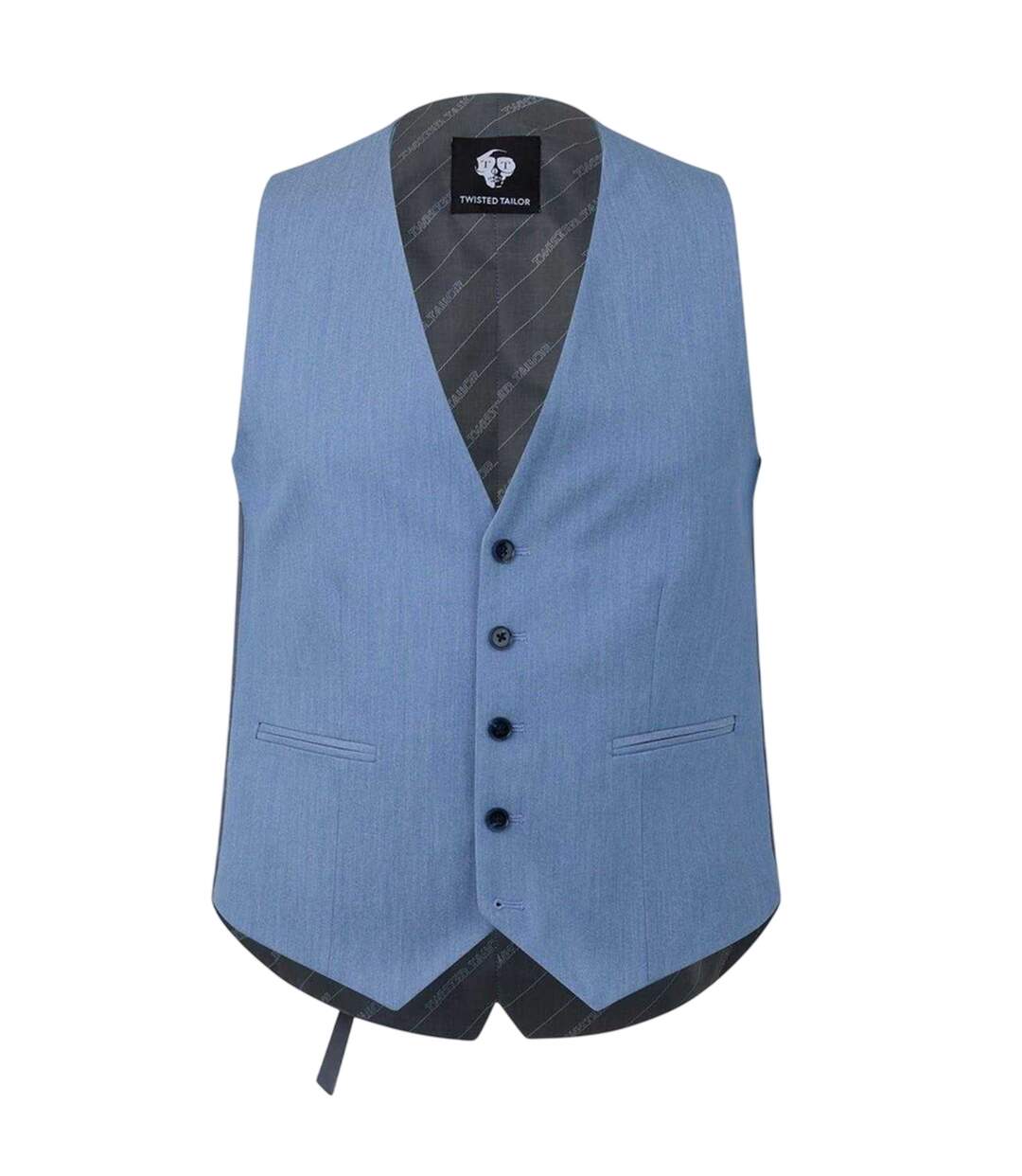 Mens Slim Waistcoat Light Blue Twisted Tailor-2