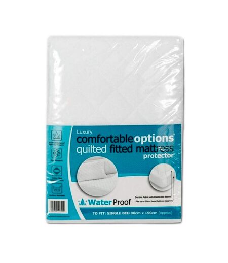 Comfortable Options Twin Bed Waterproof Mattress Protector (White) (One Size) - UTST4406