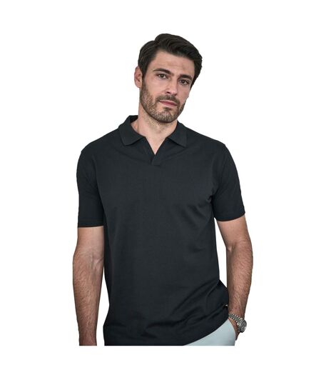 Tee Jays Mens Luxury Stretch V Neck Polo Shirt (Black) - UTBC4991